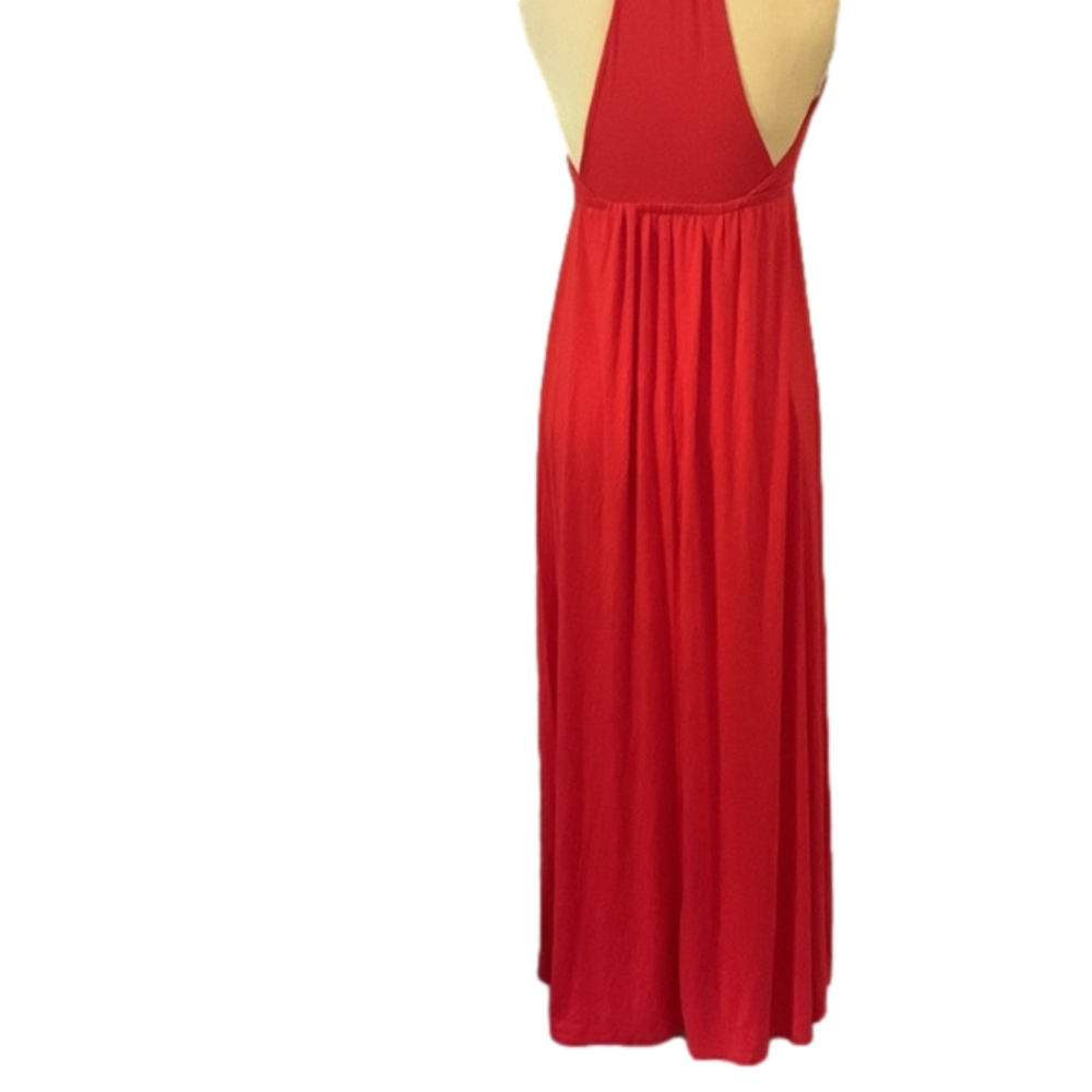 Lush Red Sleeveless V-Neck Long Maxi Casual Dressy Dress Size M - Picture 8 of 15